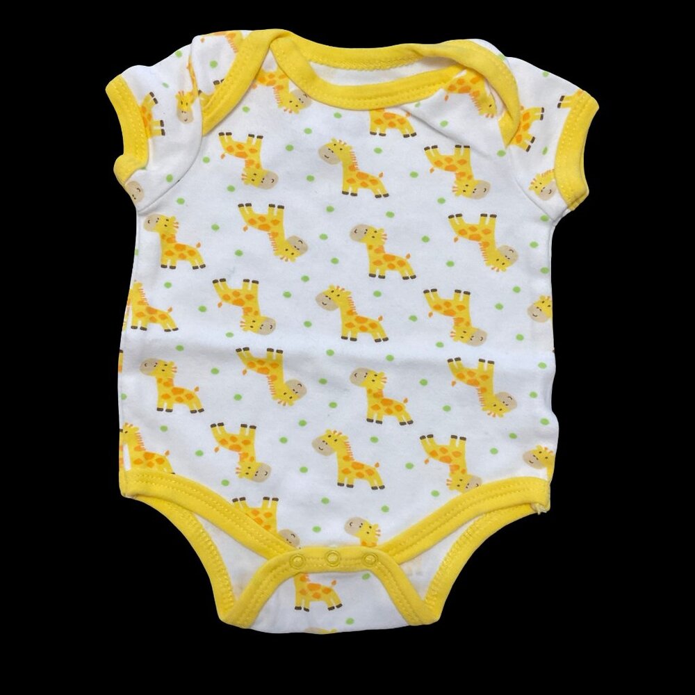 👣 10/$25 - Yellow/White Giraffe Print Bodysuit